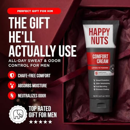 HAPPY NUTS Comfort Cream Deodorant For Men: Anti-Chafing Sweat