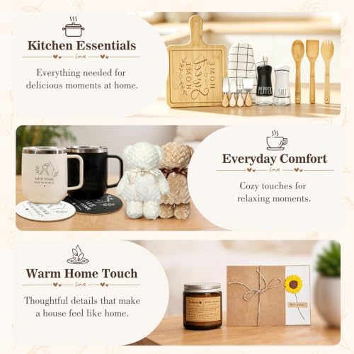 24 Piece Housewarming Gift Basket, New Home Gifts for Couples, Women