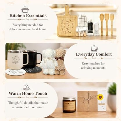 24 Piece Housewarming Gift Basket, New Home Gifts for Couples, Women