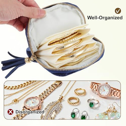 VOCOSTE Travel Jewelry Case, Portable Jewelry Pouch with 6 Layers