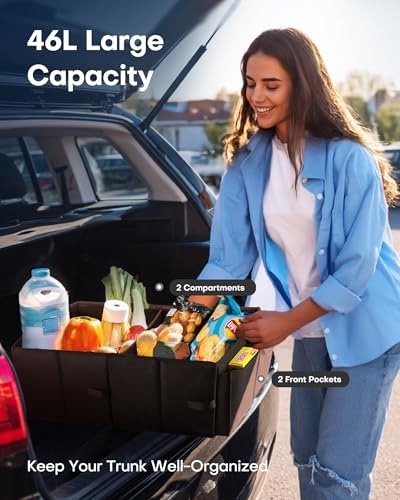 HOTOR Trunk Organizer - Foldable Car Organizer for SUVs & Sedans