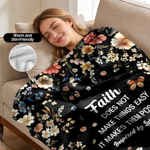 Christian Religious Gifts for Women Faith Throw Blanket 60"x50"