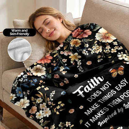 Christian Religious Gifts for Women Faith Throw Blanket 60"x50"