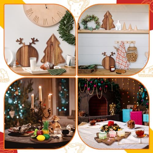 Umigy 2 Pcs Christmas Charcuterie Board Acacia Wood Cutting
