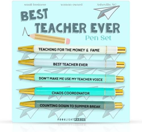 Moonlight Makers Funny Pens for Teachers Black Ink Set of 5, Best