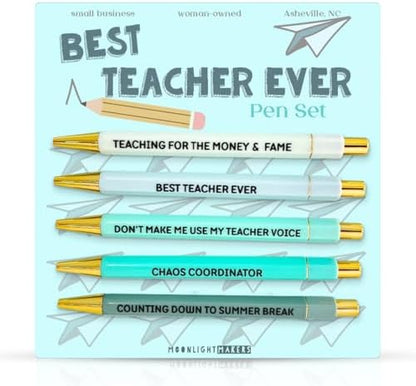 Moonlight Makers Funny Pens for Teachers Black Ink Set of 5, Best
