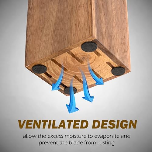 8 Slots Steak Knife Block Holder, 5.5" Wooden Small Knife Block