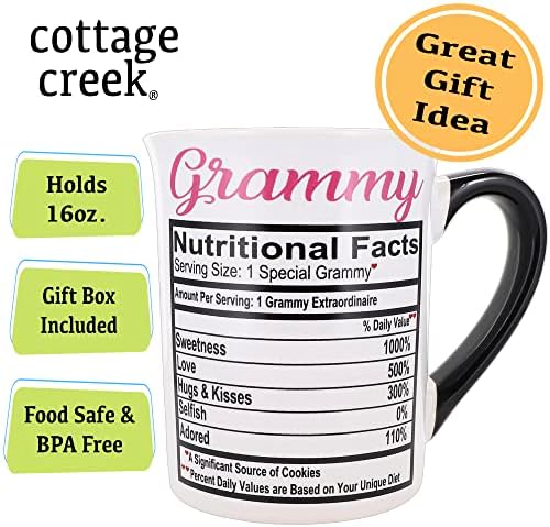 Cottage Creek Mugs 16oz Large Ceramic Coffee Cup, Grammy Mug for
