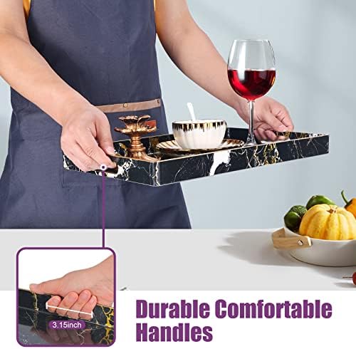 Gifturbo Black Serving Tray,Marble Decorative Serving Trays with