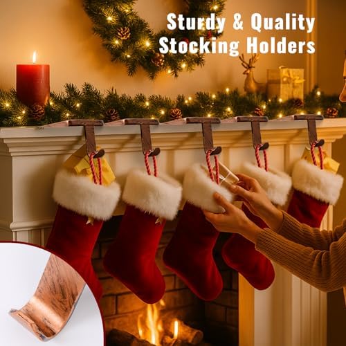 Stocking Holders for Mantle - Set 4, Weighted Metal - Christmas