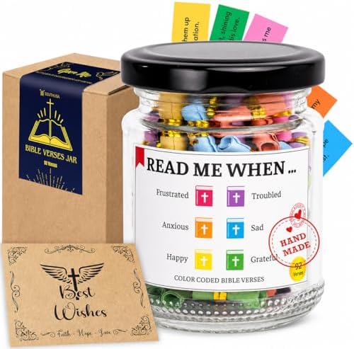 Bible Verses Jar, 92 Hand-Rolled Bible Scroll, Read Me When Christian