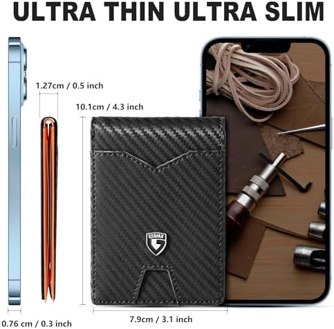GSOIAX Slim Wallet for Men Rfid Blocking Leather Bifold Front Pocket