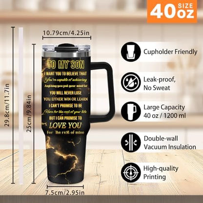 Jekeno To My Son Lion King Tumbler with Handle and Straw 40oz |Custom