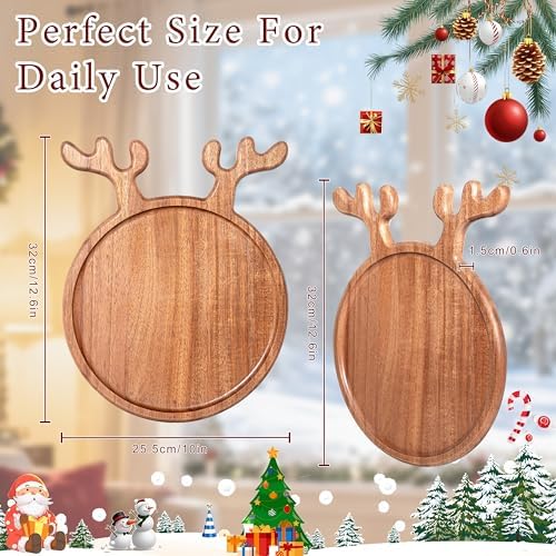 Christmas Reindeer-Shaped Acacia Wood Serving Platter