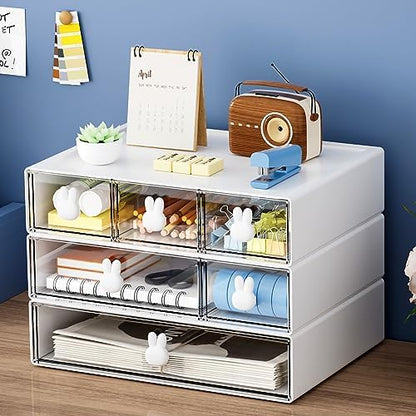 Marbrasse Desk Organizer with 6 Drawers, 3 Tier Stackable Storage