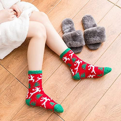 Toes Home Fuzzy Socks for Women, 6 Pairs Cozy Winter Fluffy Slipper