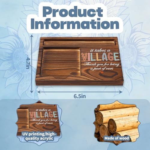 FOUGSTA It Takes a Village Wooden Note Pen Holder, Appreciation Gift