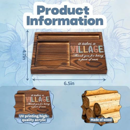 FOUGSTA It Takes a Village Wooden Note Pen Holder, Appreciation Gift