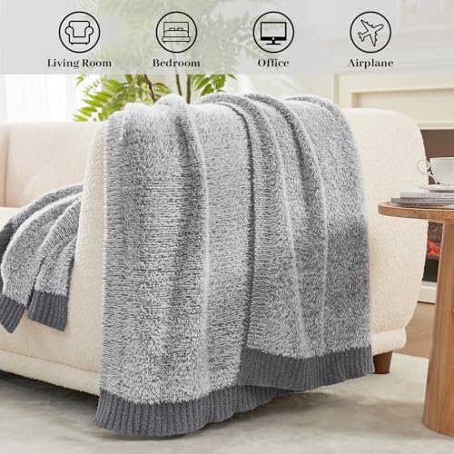 Amélie Home Faux Fur Throw Blanket, Heather Grey, 50"x60"