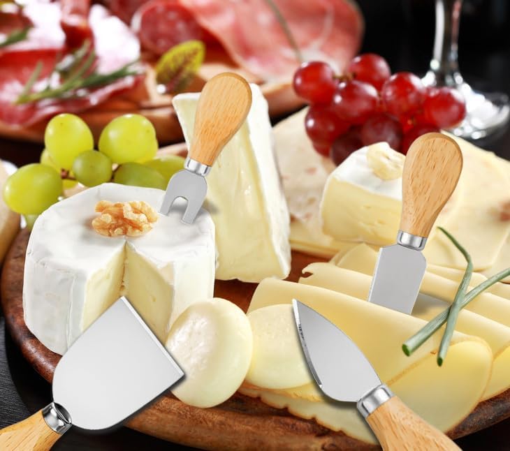 4 Cheese Knives Set - Cheese Knife,Cheese Fork,Cheese Slicer,Butter