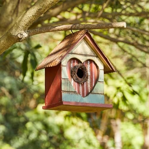 Glitzhome Bird House for Outdoor, 8.75" H Decorative Pet Cottage