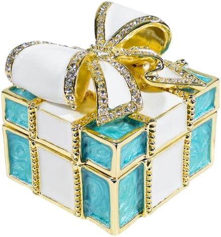Wowagoga Mini Trinket Box, Bow-knot Gift Box Style Hinged Jewelry Box