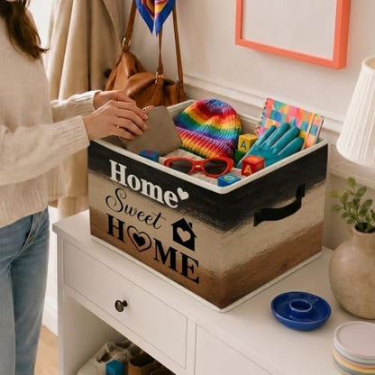 Home Sweet Home Farmhouse Foldable Storage Bins with Handles | Sweet