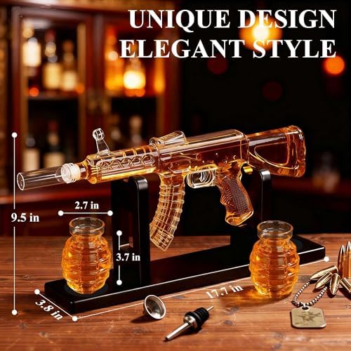 Gun Decanter, AK47 Whiskey Decanter Sets for Men, 25oz Capacity Gun