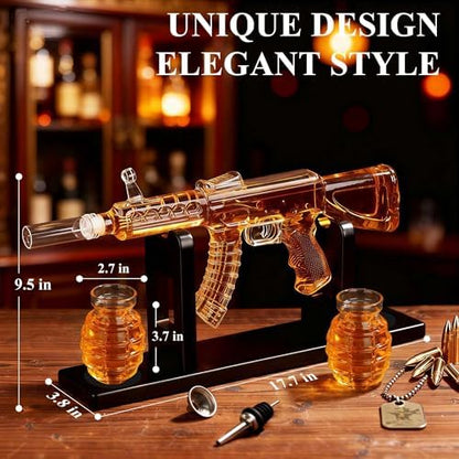 Gun Decanter, AK47 Whiskey Decanter Sets for Men, 25oz Capacity Gun