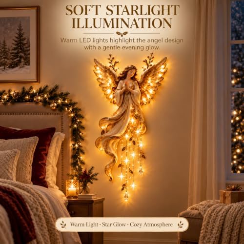 Angel Blessing Wall Light,Starglow Cascading Christmas Angel with
