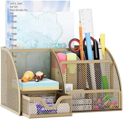 EasyPAG Mesh Desk Organizer with Drawer Multi-functional Pen Holder