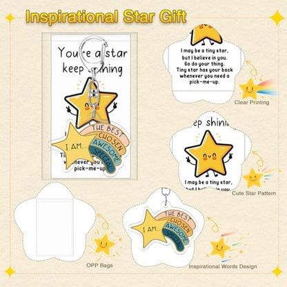 Henoyso Inspirational Star Keychain Bulk, Rainbow Appreciation Gift