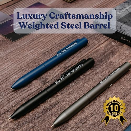 MESMOS 3pk Luxury Metal Ballpoint Pens, German-Made Ink, Teacher