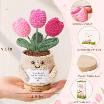 INSPRING Thank You Gifts for Women, Emotional Support Crochet Tulips