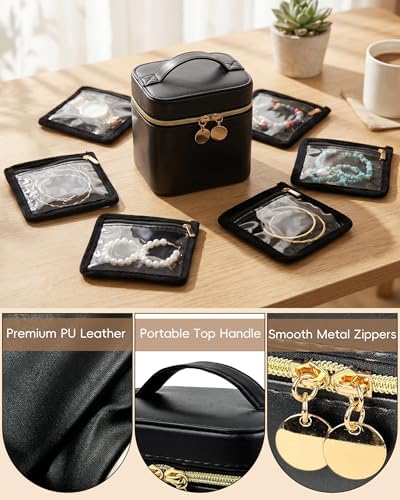Travel Jewelry Organizer, PU Leather Small Hard-shell Jewelry Box with