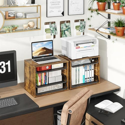 Simple Trending 4-Tier Desk File Organizer, Paper Organizer, Rustic