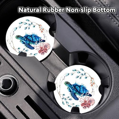 2Pack Blue Rose Car Cup Holder Coaster Neoprene Car Coasters