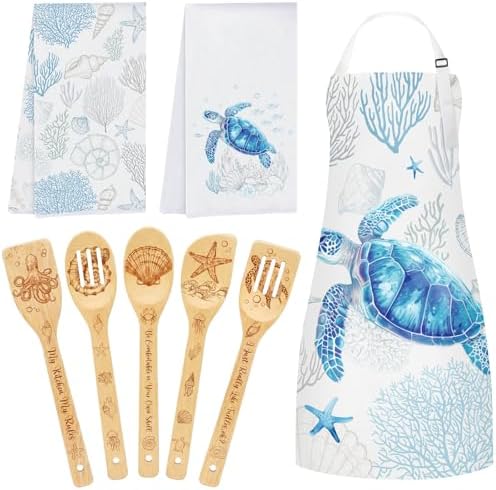 HUFAND 8 Pcs Sea Turtle Gifts for Women Kitchen Decor Cooking Utensils