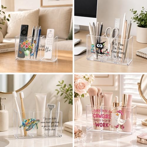 Silly Teachers Build Character Acrylic Pen Holder for Desk, Cute Goose