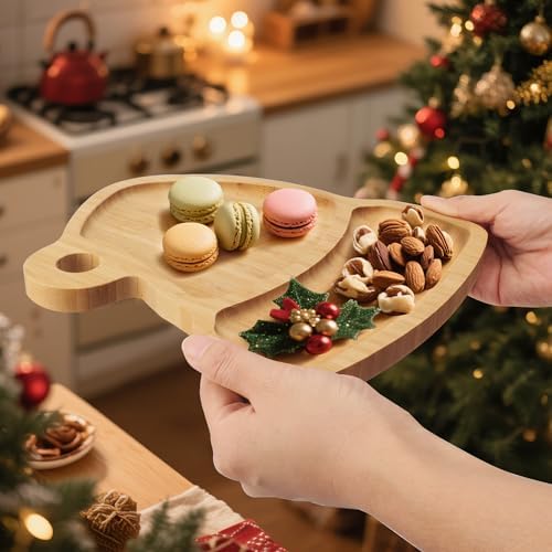 TJ POP Christmas Hat Bamboo Serving Platter - Santa Hat-Shaped Holiday