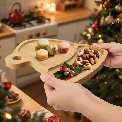 TJ POP Christmas Hat Bamboo Serving Platter - Santa Hat-Shaped Holiday