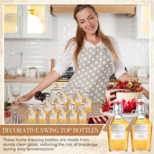 12 Set Swing Top Glass Flask Homemade Vanilla Extract Bottles with