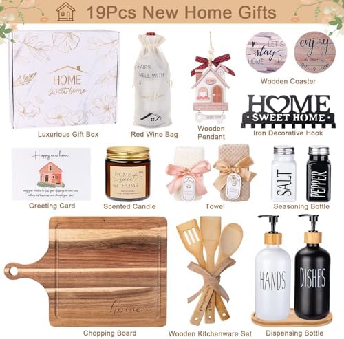 House Warming Gifts New Home, 19pcs New Home Gift Basket For