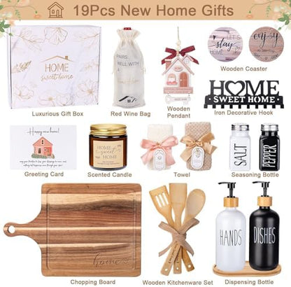 House Warming Gifts New Home, 19pcs New Home Gift Basket For