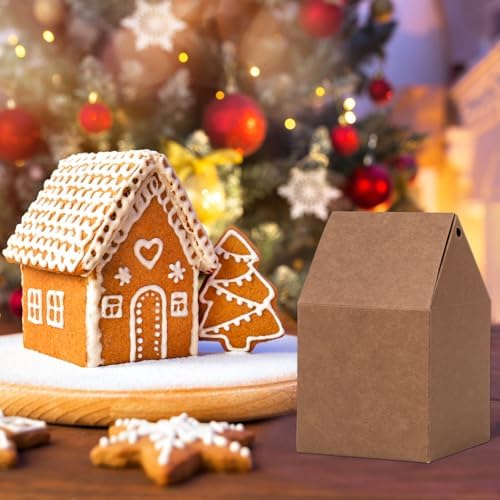 80UncleKimby 50Pcs Christmas Gingerbread House Soft Mocha Cardboard