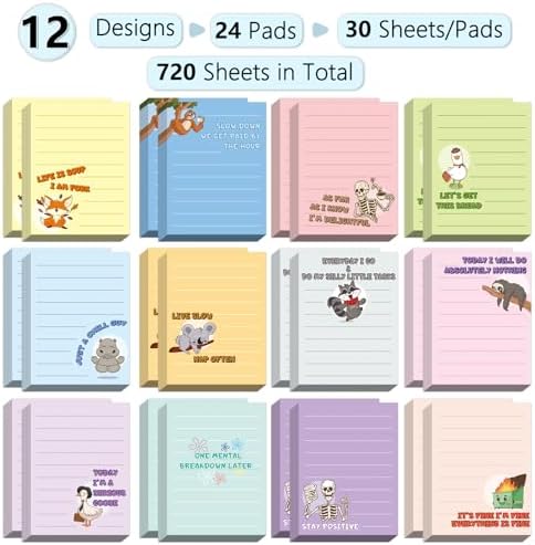 24Pcs Funny Sticky Notes for Work Sarcastic Pads Self Adhesive