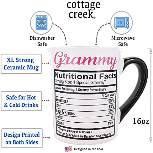 Cottage Creek Mugs 16oz Large Ceramic Coffee Cup, Grammy Mug for