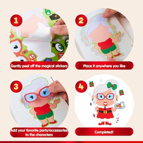 JOYIN 48 Pcs Christmas Make A Face Sticker Sheets Make Your Characters