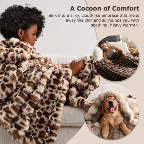 WDCOZY Luxury Bubble Throw Blanket, Faux Rabbit Fur Mink Plush Throw
