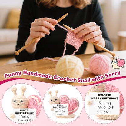 Im Sorry Gift for Her,Crochet Snail Belated Birthday Gifts for Women